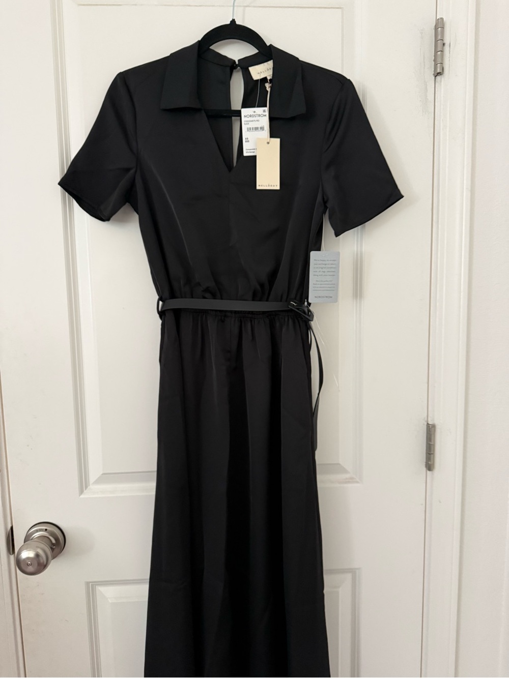 Melloday Long Black Maxi Dress with Belt